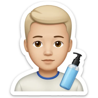 chinese man doing skincare with a fade haircut sticker