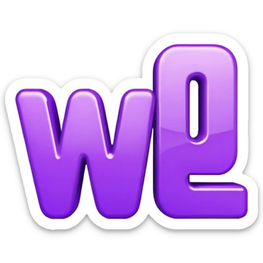 3D text that spells "me" in a shiny purple font  sticker