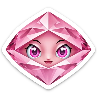 pink diamond with eyes, no mouth, very shiny sticker