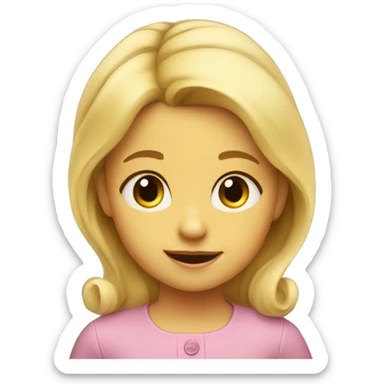 A blonde three year old Girl with a bee Face, making tun sticker