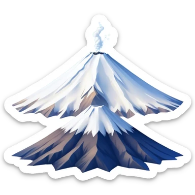Cinematic Realistic Mount Fuji Landscape Emoji, depicted with the iconic snow-capped peak set against a serene sky rendered with lifelike textures and breathtaking, natural lighting. sticker