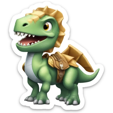 A cartoon dinosaur in shining armor  sticker