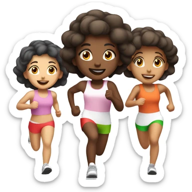 3 pale hispanic girls running a race sticker