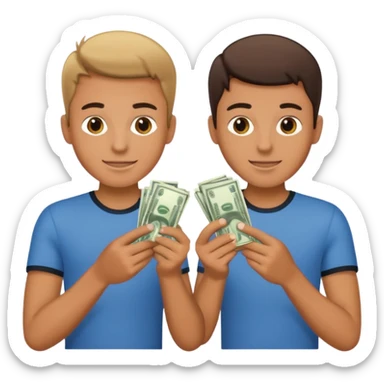 Two young guys holding money in their hands sticker