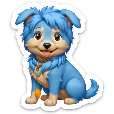 blue braided haired dog sticker