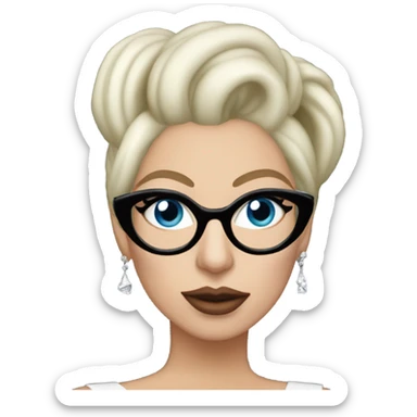 Lady gaga blue eyes black glasses classy updo  sticker