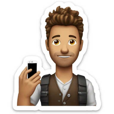 Brown hair man with faux hawk holding iPhone sticker