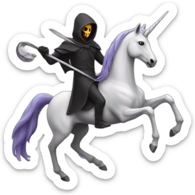 reaper running with a unicorn sticker
