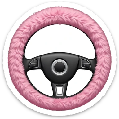 steering wheel with fluffy pink cover sticker