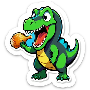 Dino yelling at garlic  sticker