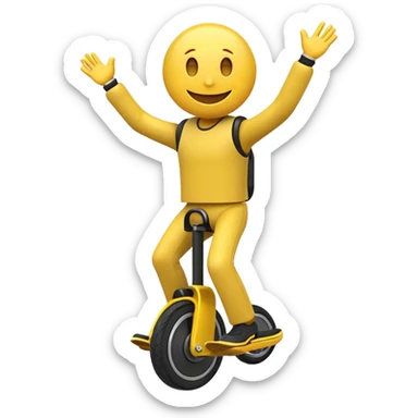 create an animated emoji for slack with a resolution of 128 pixel by 128 pixel of an emoji smiley riding an Electric Unicycle sticker