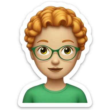 Ginger headed girl with green eyes and glasses sticker
