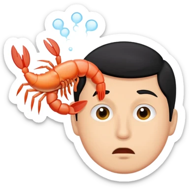 Man with black hair blowing shrimp farts  sticker