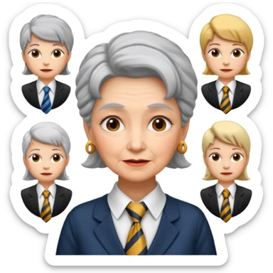 Very old women with Necktie. different hair style. sticker