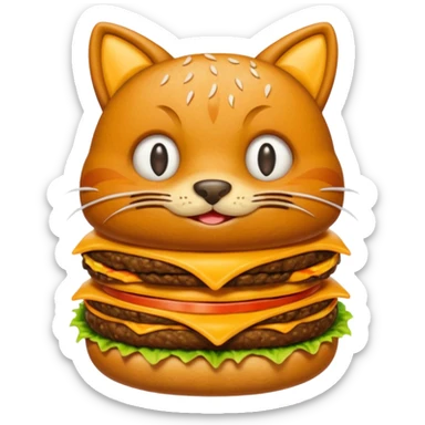 Bottomless bear poop shaped into a cat that eats rats that is also a cheeseburger sticker