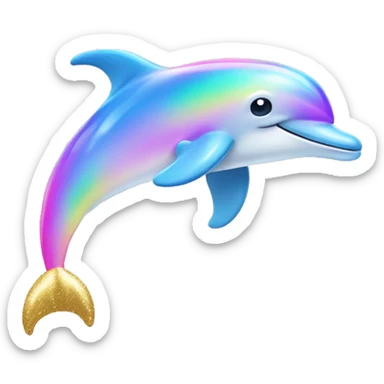 Sparkly pastel Dolphin hopping over rainbow sticker