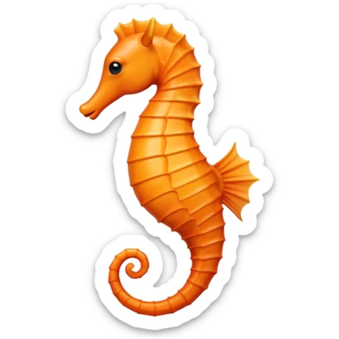 orange seahorse facing left with small fin detail sticker