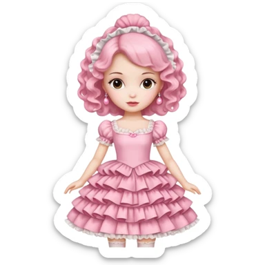 a coquette doll with a pretty dress sticker