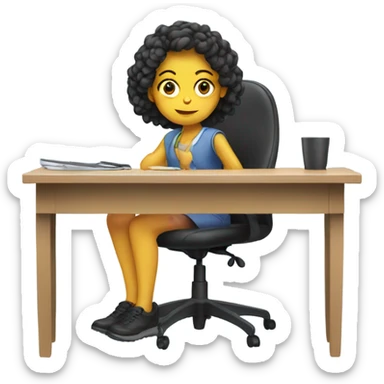 sitting girl at desk parody sticker