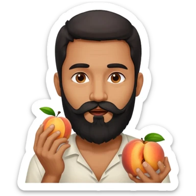 Indian man with a long beard eating a juicy peach sticker