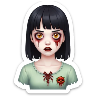 girl zombie with black hair and bangs sticker