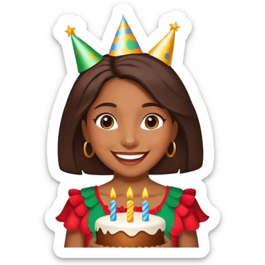 Brown girl celebrating birthday  sticker