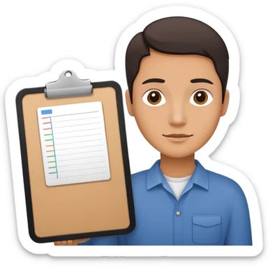 Minimalistic flat vector icon, iOS style, thin black contour on white background. Person silhouette with a project board (kanban/task board) behind. No text, no shadows.
 sticker
