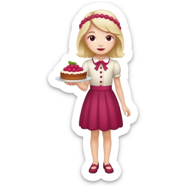 Raspberry torte human full body girl with a raspberry barrette on her head sticker