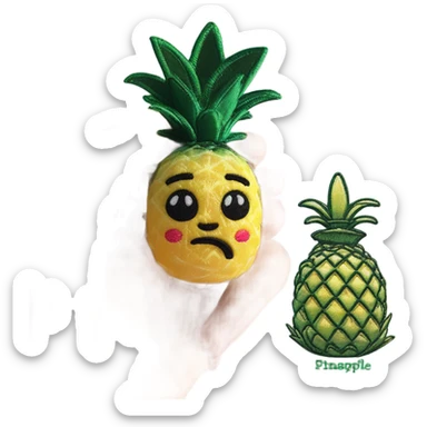 3D elegant shy pineapple  🍍 with big shiny eyes. The pineapple is embroidered ☺️ sticker