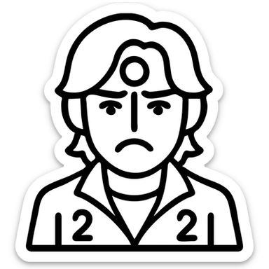 Squid Game Season 2 character, individual portrait, black and white, no color, simple facial features, dramatic expression sticker