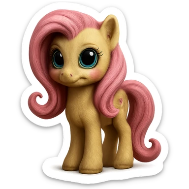 Remove the background and keep only Fluttershy in a realistic style, preserving transparency. sticker