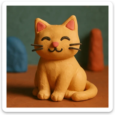 aesthetic cat, claymation style sticker