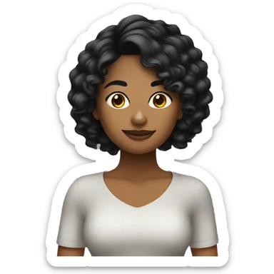 chica d cabello negro corto blanca de pie enzeñando una mano sticker