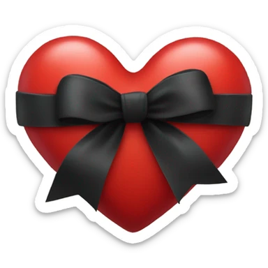 a red heart emoji with a black bow wrapped around it sticker