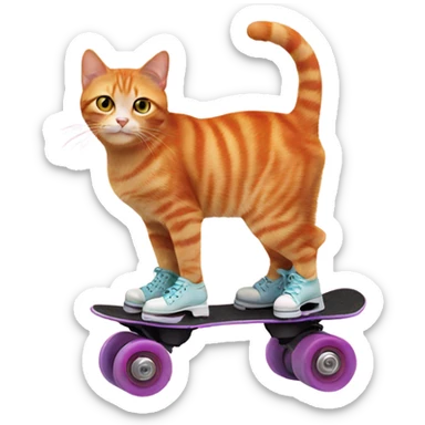 Ginger cat on roller skates sticker