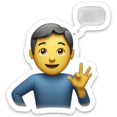 talking person with a message box overhead sticker