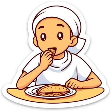 I guy eating injera that is 11 sticker