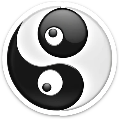 Yin and Yang glowing black and white plain no designs in 32x32 sticker