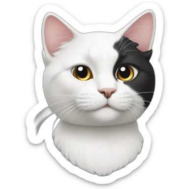 two cats, one white, white, black one black, black, white sticker