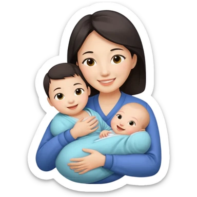 A Chinese mother with a newborn. sticker