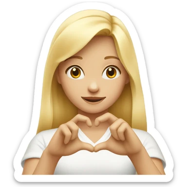 Blond girl making heart from her hands  sticker