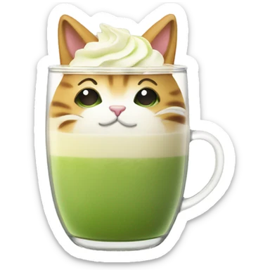 Fat cat drink matcha latte  sticker