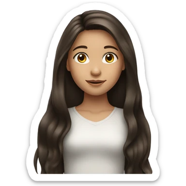 Brunette young girl with long hair  sticker