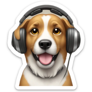 Dog with headphones  sticker