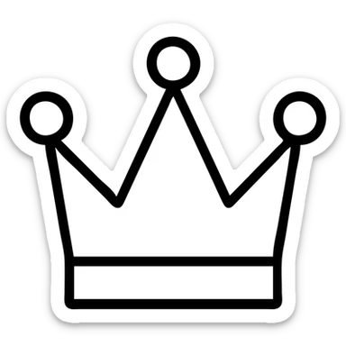 black crown icon with neon red glowing accents, modern icon style sticker