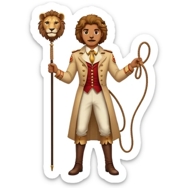 Vintage circus human male lion Tamer holding whip sticker