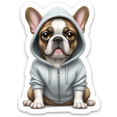 French bulldog with a hoodie sticker