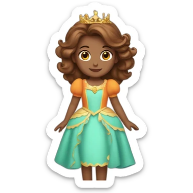 1 Princesse daisy with Brown hair an orange dress and à crown and long hair sticker