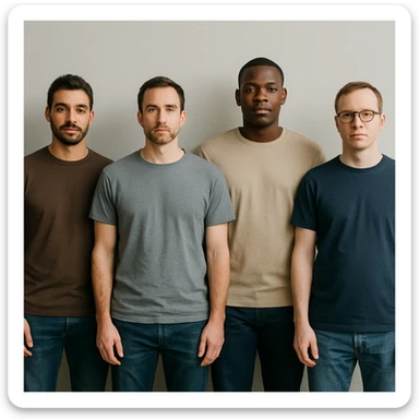 regular men, neutral expression, casual clothing, simple background sticker