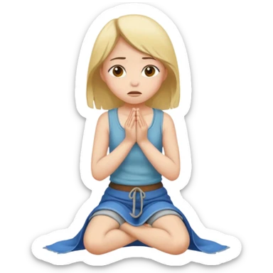 Girl begging on knees sticker